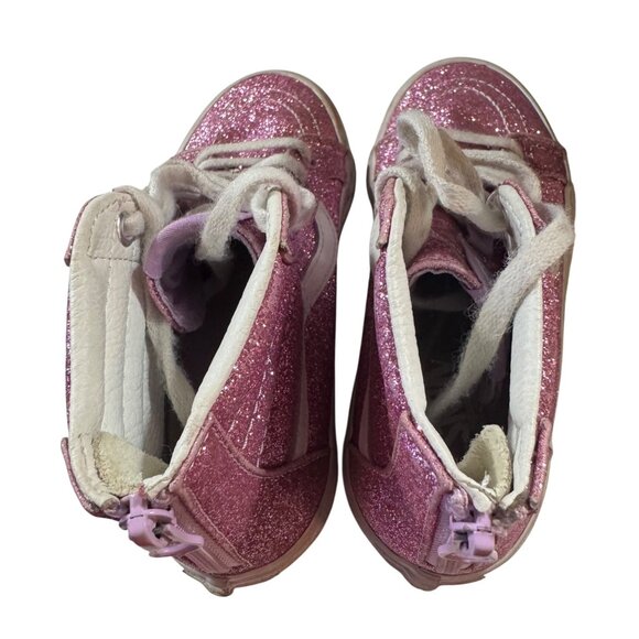 Vans‎ Youth Glitter Pink High-Top Sneakers with Zipper Back Size 1.5 Girls - Picture 5 of 6